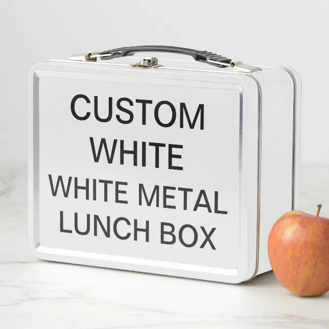 Custom Personalized Classic WHITE Metal Lunch Box | Zazzle