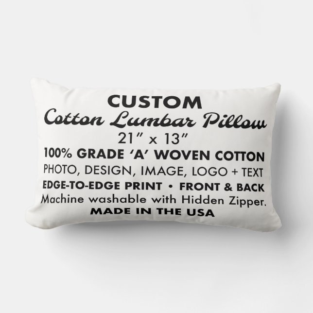 Custom personalized Cotton Lumbar Pillow 21" x 13" (Front)