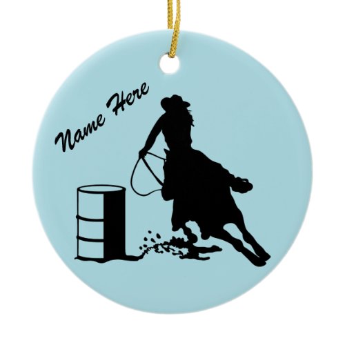 Custom Personalized Cowgirl Barrel Racer Ceramic Ornament