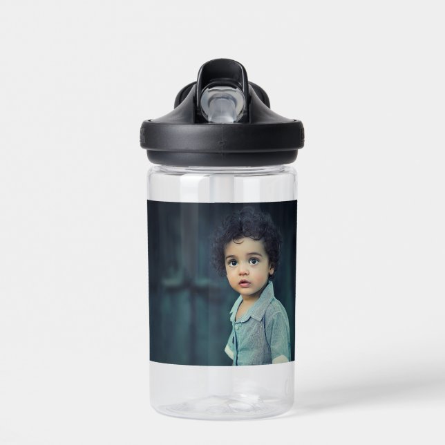 Custom Personalized Cute Kids Photo Water Bottle (Front)