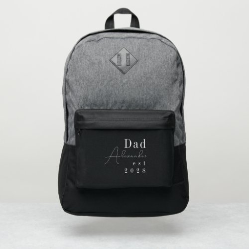 Custom Personalized Dad Black and White Typography Port Authority® Backpack