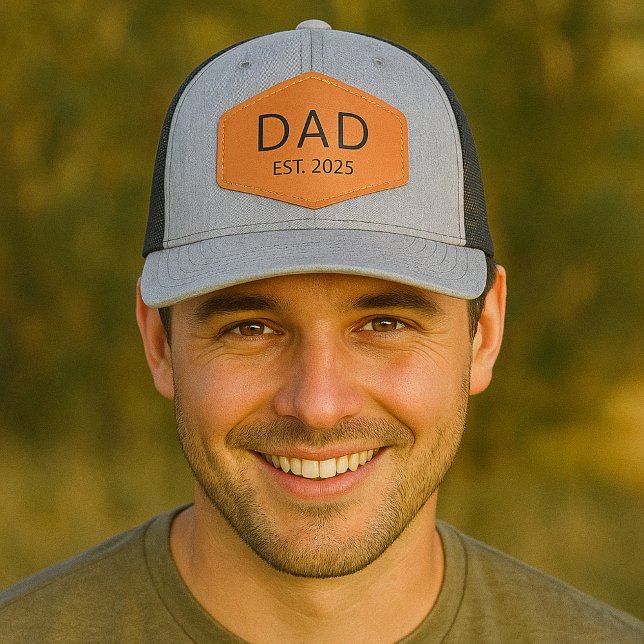 Custom Personalized Dad Established Date Leather Patch Hat (Creator Uploaded)
