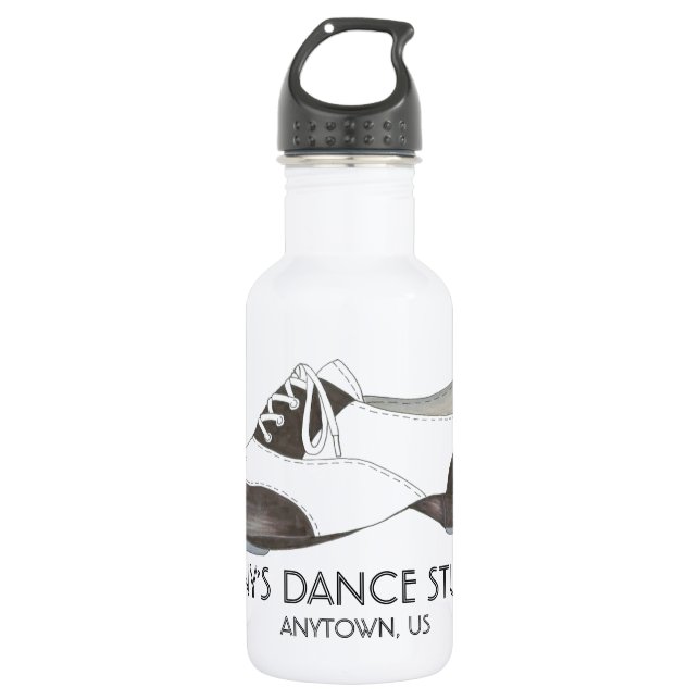Custom Personalized Dance Studio Tap Shoe Tapdance Water Bottle (Front)