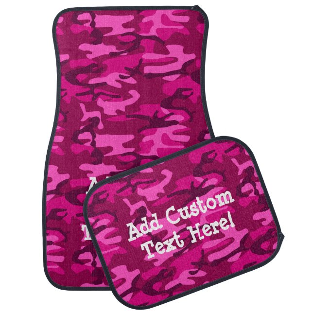 Custom Personalized Dark Pink Fuchsia Camo Girl's Car Mat (Set)