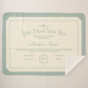 Custom Personalized Diploma Traditional Soft Green Sherpa Blanket