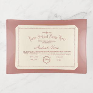 Custom Personalized Diploma Traditional Soft Red Trinket Tray