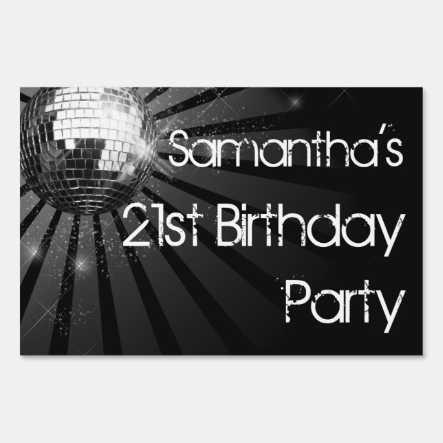 Custom Personalized Disco Party Yard Sign (Front)