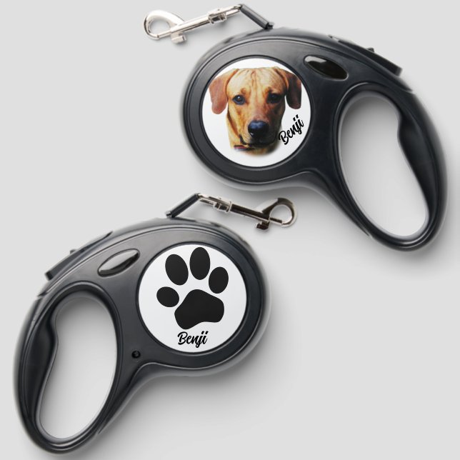 Custom Personalized Dog Photo  Retractable Pet Leash (Front & Back)