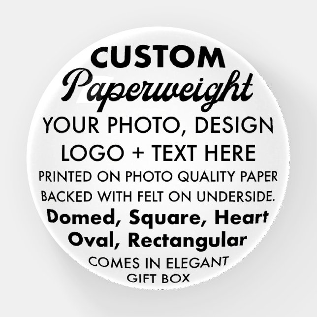Custom Personalized Dome Photo Glass Paperweight (Front)