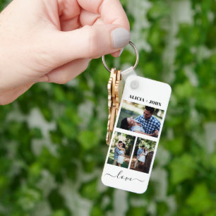 Custom Personalized Double Sided 3 Photo keychain