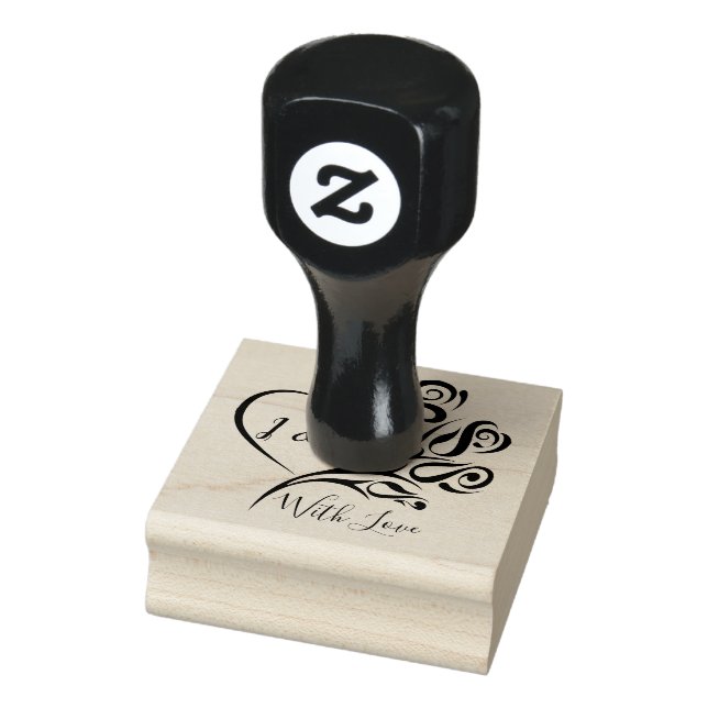 Custom Personalized Elegant Heart Wedding Rubber Stamp (Stamp)