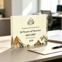 Custom Personalized Employee Service Award Plaque