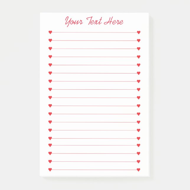 Custom Personalized Erase Board with Red hearts Post-it Notes (Front)