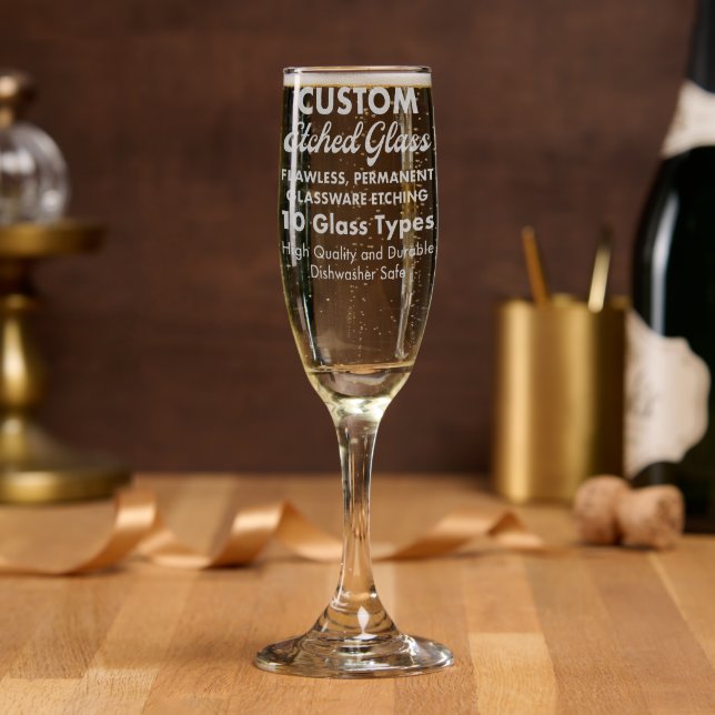 Custom Personalized Etched Champagne Glass Flute (Party)