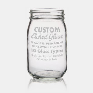 Custom Personalized Etched Mason Jar 16oz.