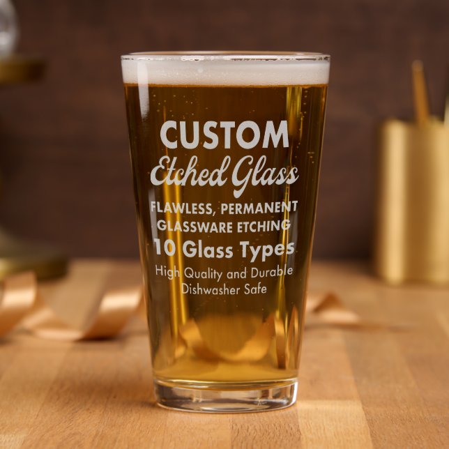 Custom Personalized Etched Pint Glass 16oz. (Party)