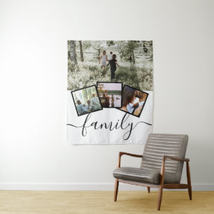 Custom Personalized Family 4 Photo Collage Tapestry