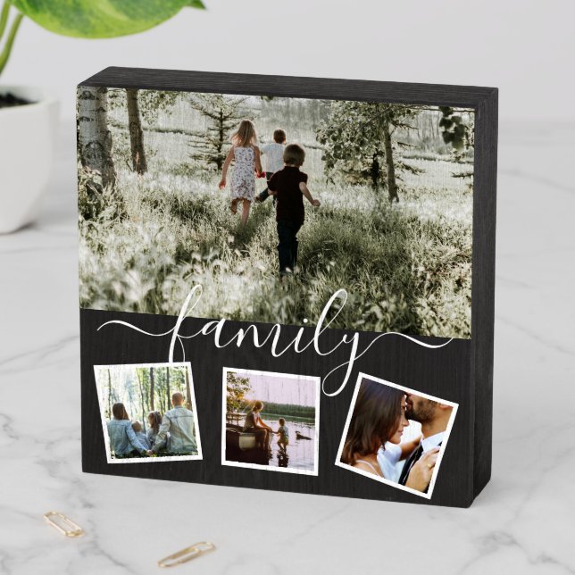 Custom Personalized Family Collage Photo Wooden Box Sign (In Situ Horizontal)