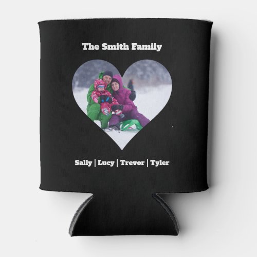 Custom Personalized Family Heart Template  Can Cooler