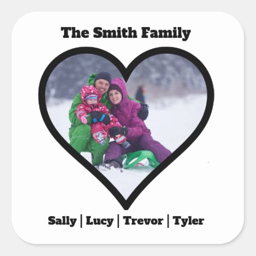 Custom Personalized Family Heart Template Sticker