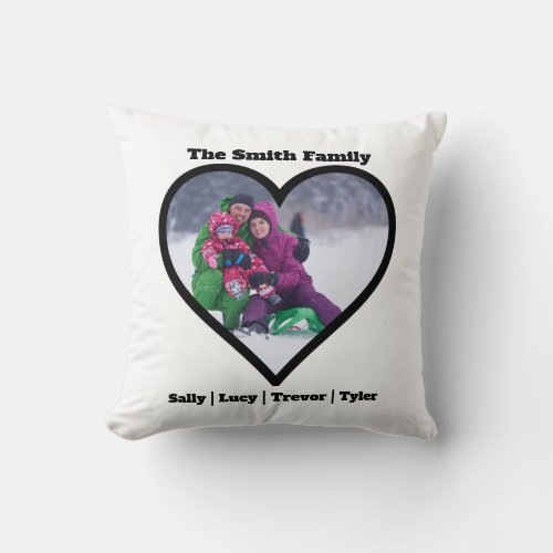 Custom Personalized Family Heart Template  Throw Pillow