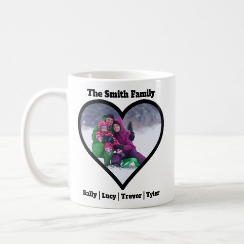 Custom Personalized Family In A Heart Template Coffee Mug