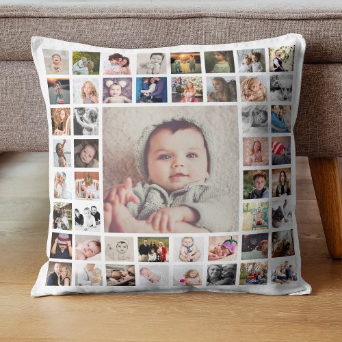 Custom Personalized Family Memories Photo Collage Throw Pillow