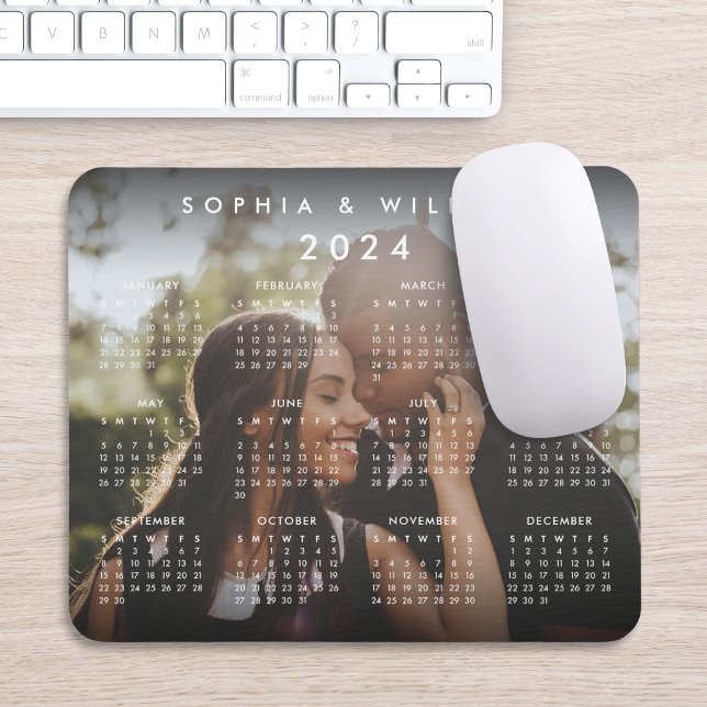 Custom Personalized Family Photo 2024 Calendar Mouse Pad (Creator Uploaded)