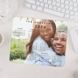 Custom Personalized Family Photo 2024 Calendar Mouse Pad