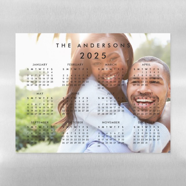 Custom Personalized Family Photo 2025 Calendar Magnetic Dry Erase Sheet (Horizontal)