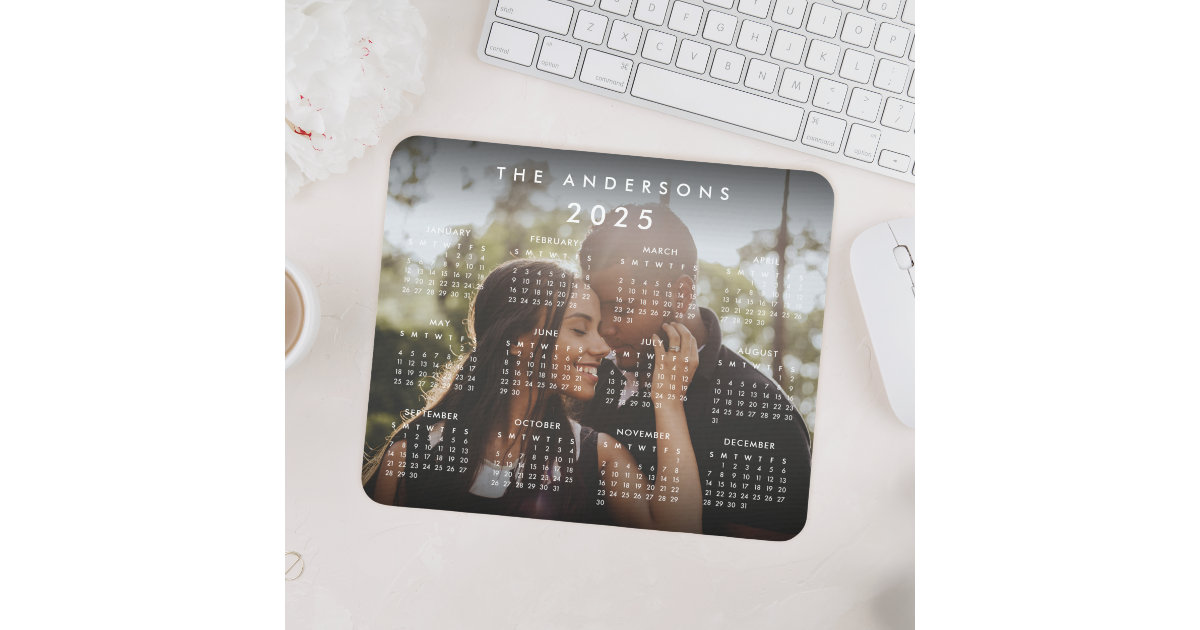 Custom Personalized Family Photo 2025 Calendar Mouse Pad Zazzle