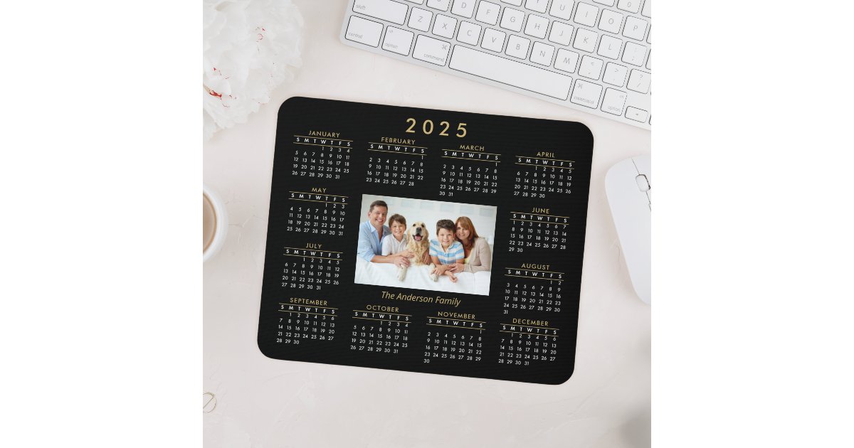 Custom Personalized Family Photo 2025 Calendar Mouse Pad Zazzle