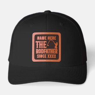 Custom Personalized Fishing Father Since xxxx Leather Patch Hat