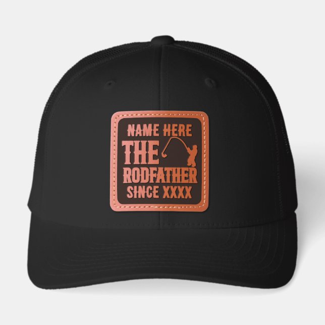 Custom Personalized Fishing Father Since xxxx Leather Patch Hat (Front)