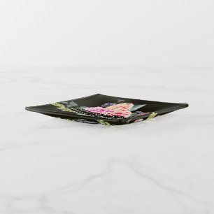 Custom Personalized Floral Artwork Photo Add Name Trinket Tray
