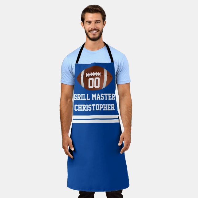 Custom Personalized Football Grill BBQ Tailgate Ap Apron (Worn)