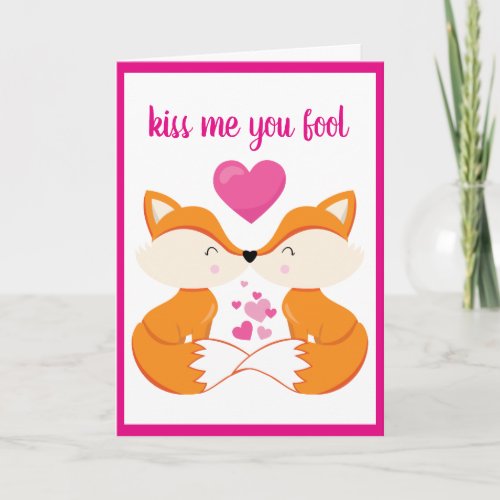Custom Personalized Fox Heart Valentines Day Holiday Card