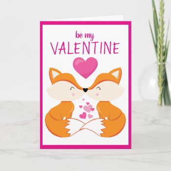 Custom Personalized Fox Heart Valentine's Day Holiday Card by custom_party_supply at Zazzle