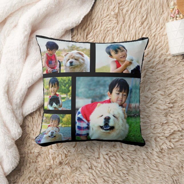 Custom Personalized Full Color Collage Photo Gift Throw Pillow (Blanket)
