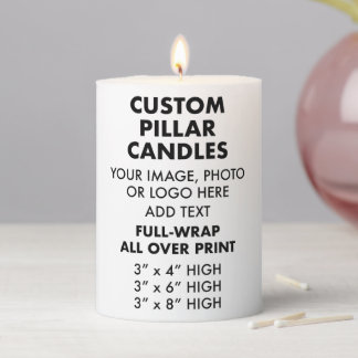 Custom Personalized Full-Wrap PILLAR CANDLE 3"x4"