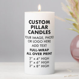 Custom Personalized Full-Wrap PILLAR CANDLE 3"x6"