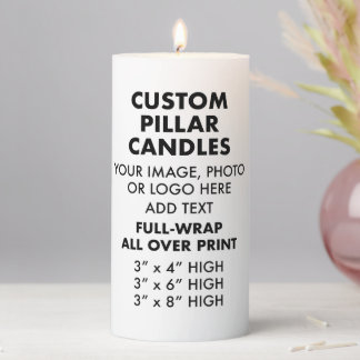 Custom Personalized Full-Wrap PILLAR CANDLE 3"x6"