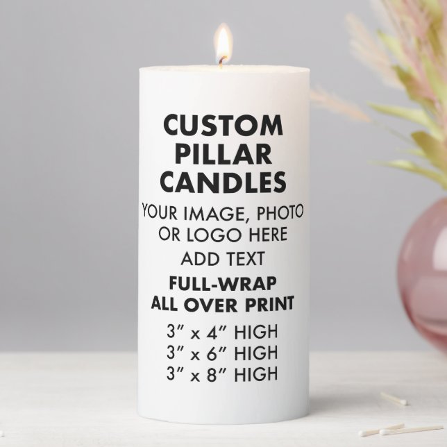 Custom Personalized Full-Wrap PILLAR CANDLE 3"x6" (In Situ)
