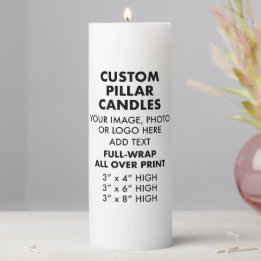 Custom Personalized Full-Wrap PILLAR CANDLE 3"x8"