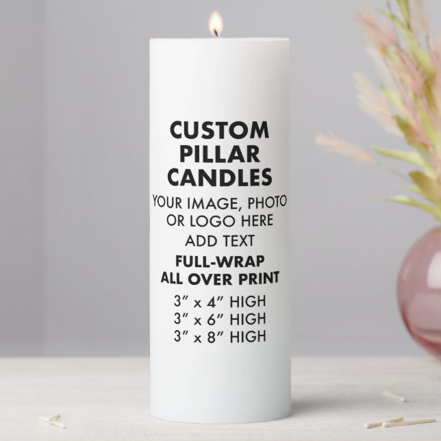 Custom Personalized Full-Wrap PILLAR CANDLE 3"x8" (In Situ)