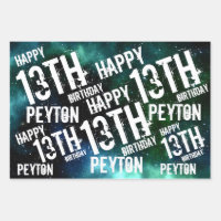 Custom Personalized Galaxy Birthday Party Wrapping Paper Sheets