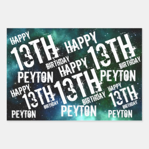 Custom Personalized Galaxy Birthday Party Wrapping Paper Sheets