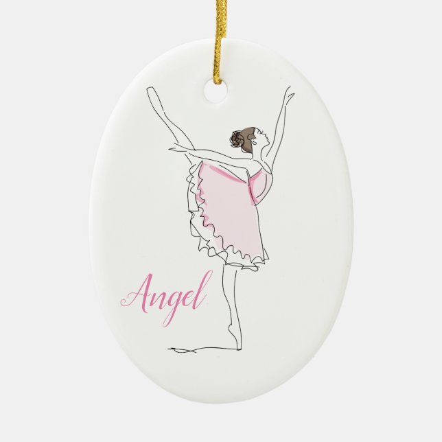 Custom Personalized Girls Ballerina Dance Ornament (Front)