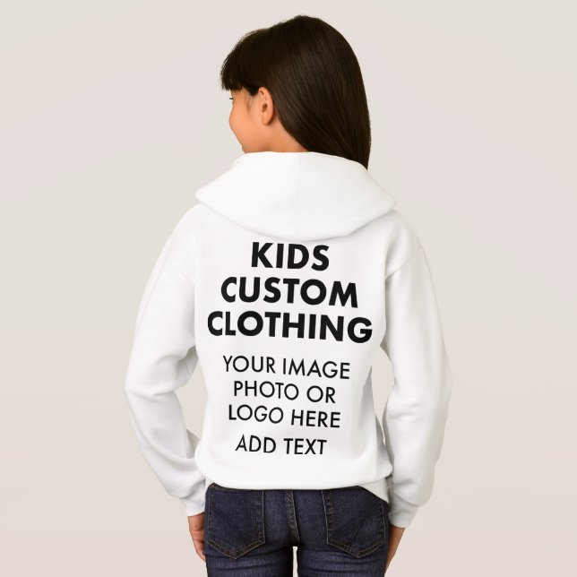 Custom Personalized GIRL'S PULLOVER HOODIE - WHITE (Back Full)