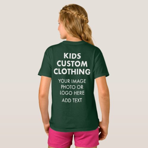 Custom Personalized GIRLS T_SHIRT _ FOREST GREEN